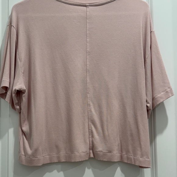 American Eagle Cropped ‘Soft & Sexy’ Pink Ribbed Short Sleeve Tee - Picture 6 of 6